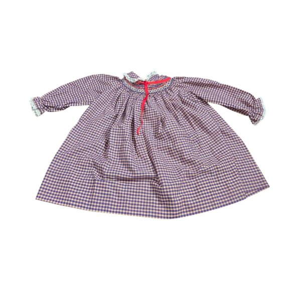 Vintage 70s Polly Flinders Hand Smocked Plaid Dress size 4 - Picture 1 of 12